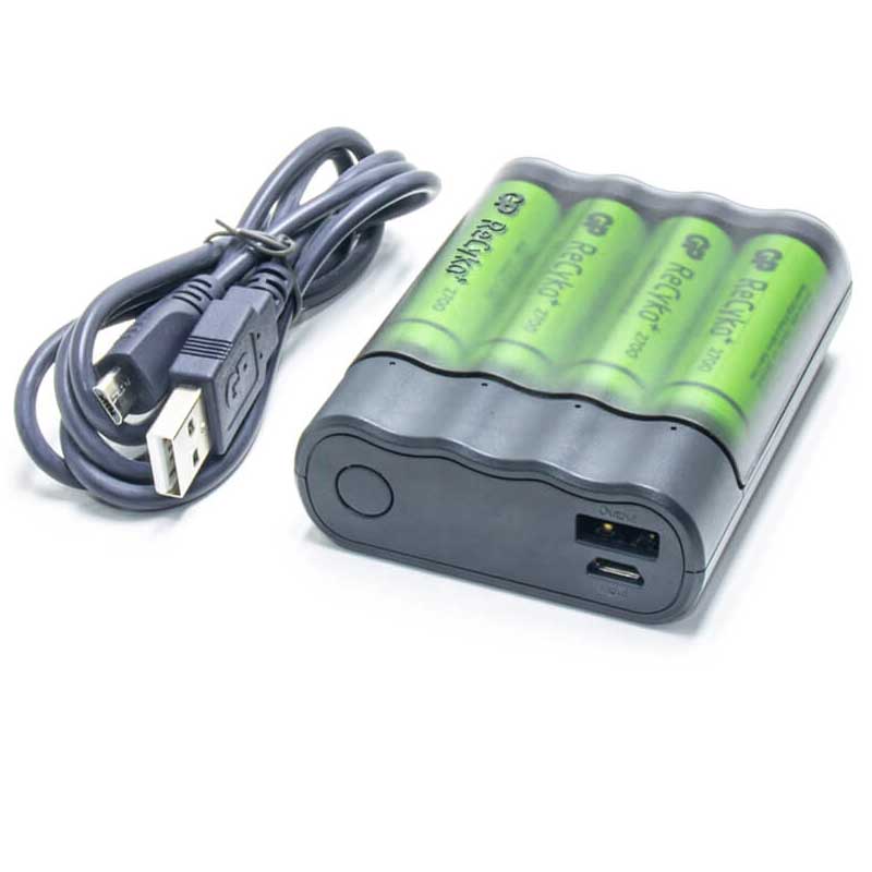 USB Charger & 4 x AA Rechargeable Batteries